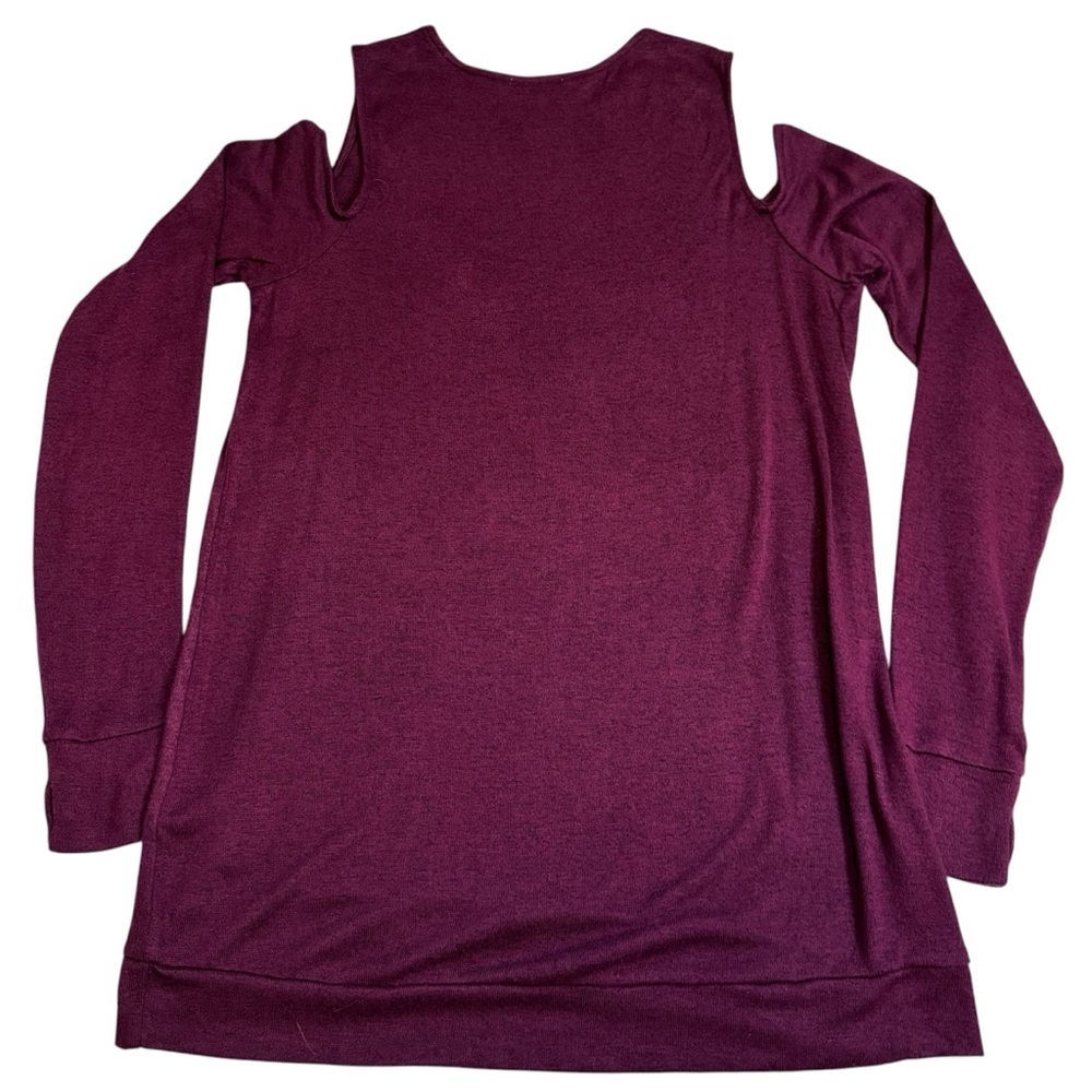 AnyBody Loungewear Womens Brushed Hacci Cold Shoulder Top in  Grape Wine Size XS - Picture 4 of 12